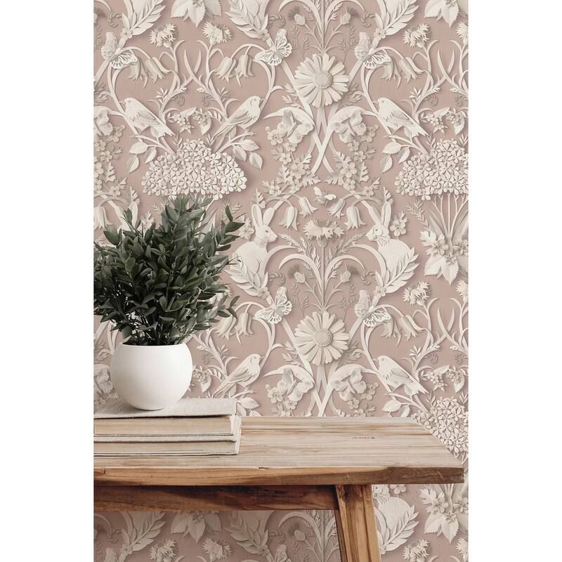 Fine Decor Fae Light Pink Woodland Wallpaper