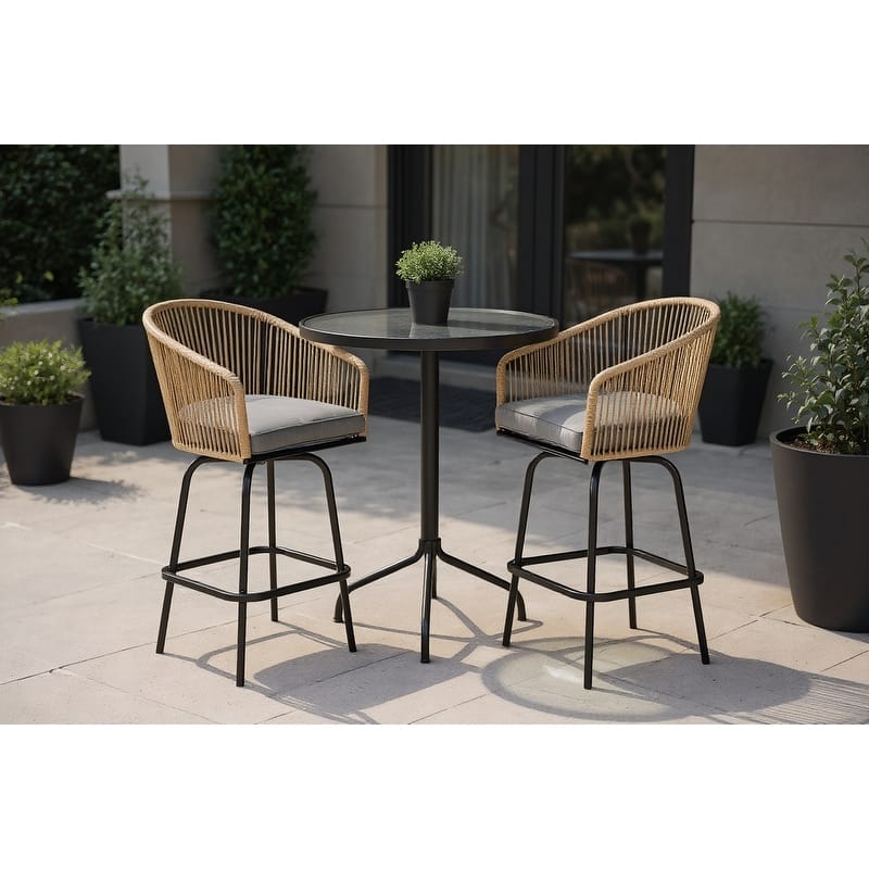 Outdoor Bar Stools Set of 2, 2-Piece Patio Bar Stools with Armrests - N/A
