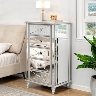 5-Drawer Mirrored Accent Dressers Chest of Drawers