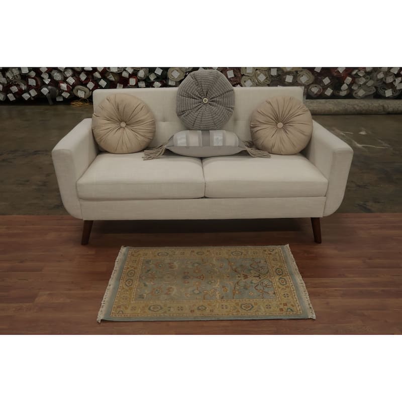 Hand Knotted Oriental 100% Wool Carpet Traditional Floral Navy Blue & Blues Ziegler Area Rug - 3' 2'' X 2' 0''