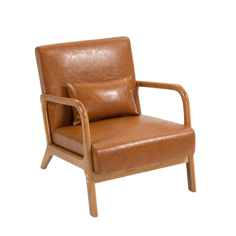 2 Set Mid Century ModernUpholstered Accent Chairs Armchair with Pillow