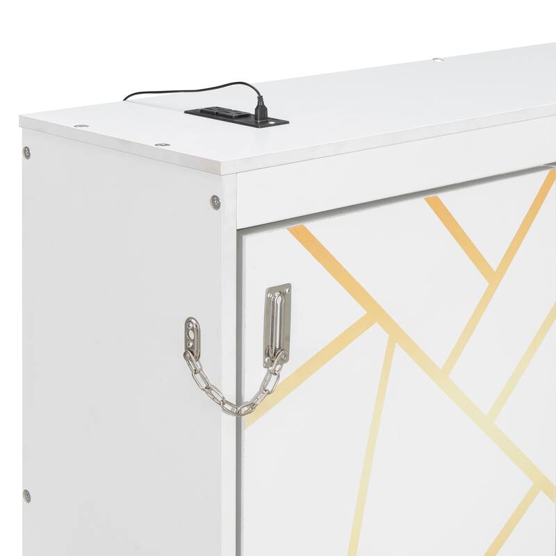 SideFold Murphy Bed with Geometric Art Panels, USB Power Hub & LED Glow by Harper&Bright Designs