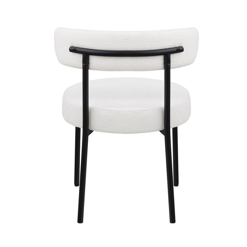 Dining Chairs Set of 2 Round Upholstered Boucle Dining Room Chairs
