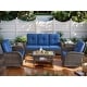 preview thumbnail 1 of 68, Outdoor Swivel Rocker Chairs with Sofa Table Blue - Brown