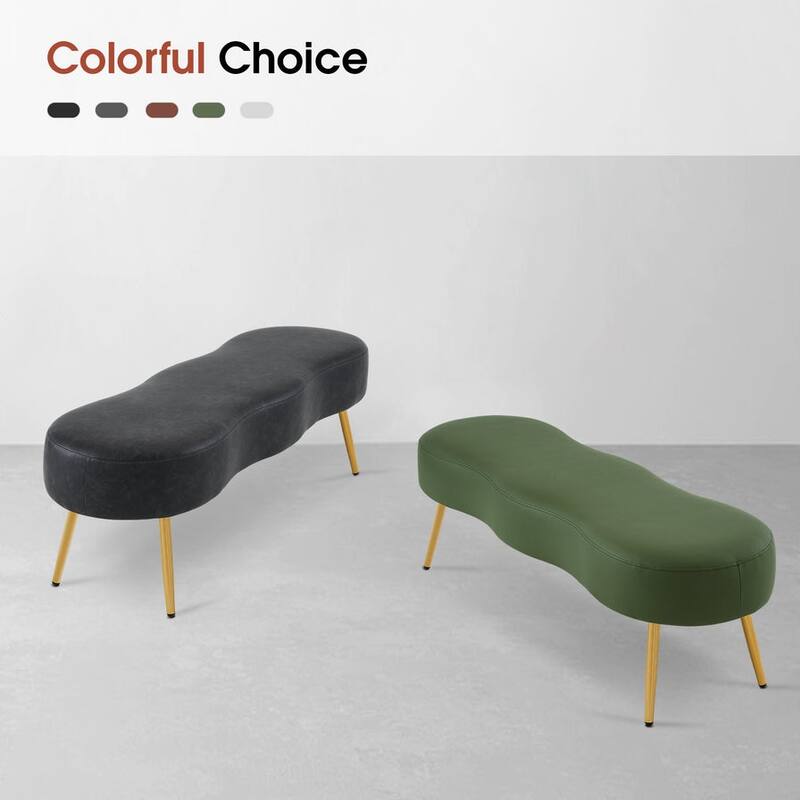 MCombo Ottoman Bench, Waiting Room Chairs for Living Room Entryway, Faux Leather Upholstered Footstool with Storage Packet W725