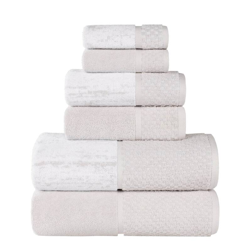 Superior Lodie Cotton Jacquard Solid and Two-Toned 6 Piece Towel Set