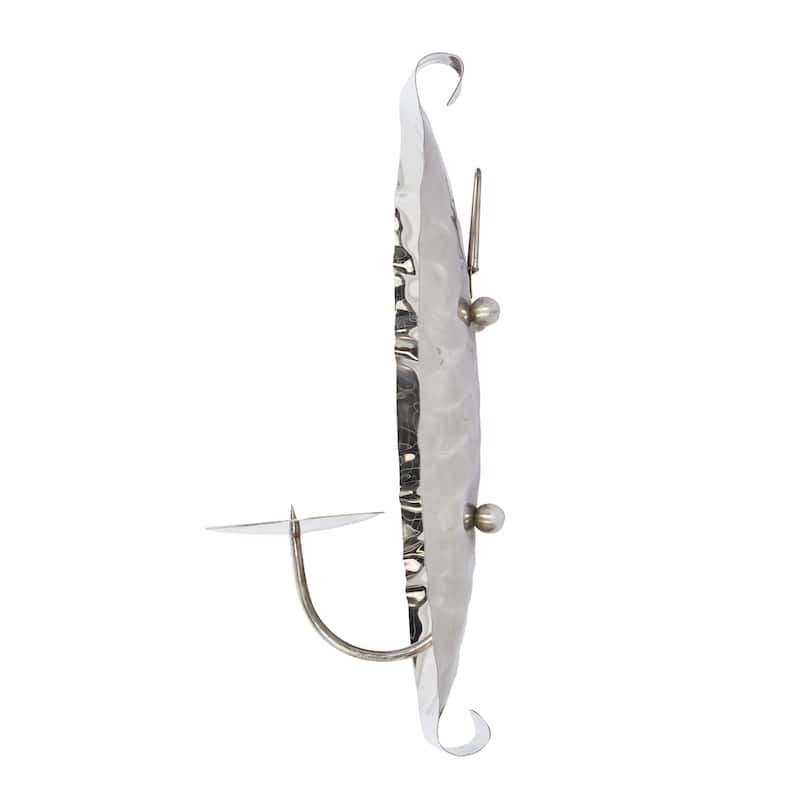 Stainless Steel Metal 2 Candle Wall Sconce - Set of 2 Silver - Roche River Decor - 6"W x 6"L x 19"H