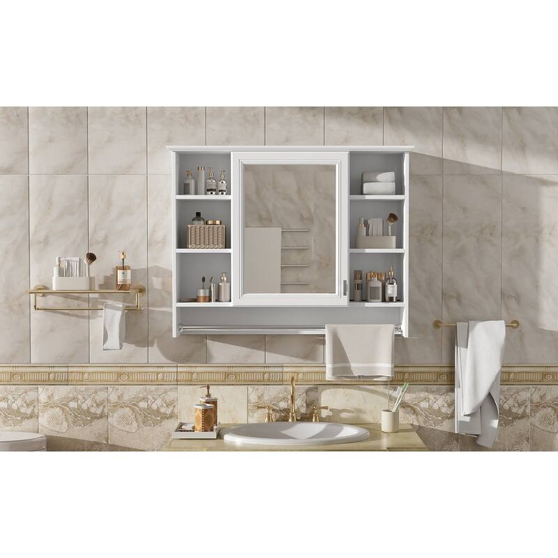 3-in-1 Bathroom Mirror Cabinet, 36-inch Wall Mounted Medicine Cabinet with Adjustable Shelf & Soft Close Door