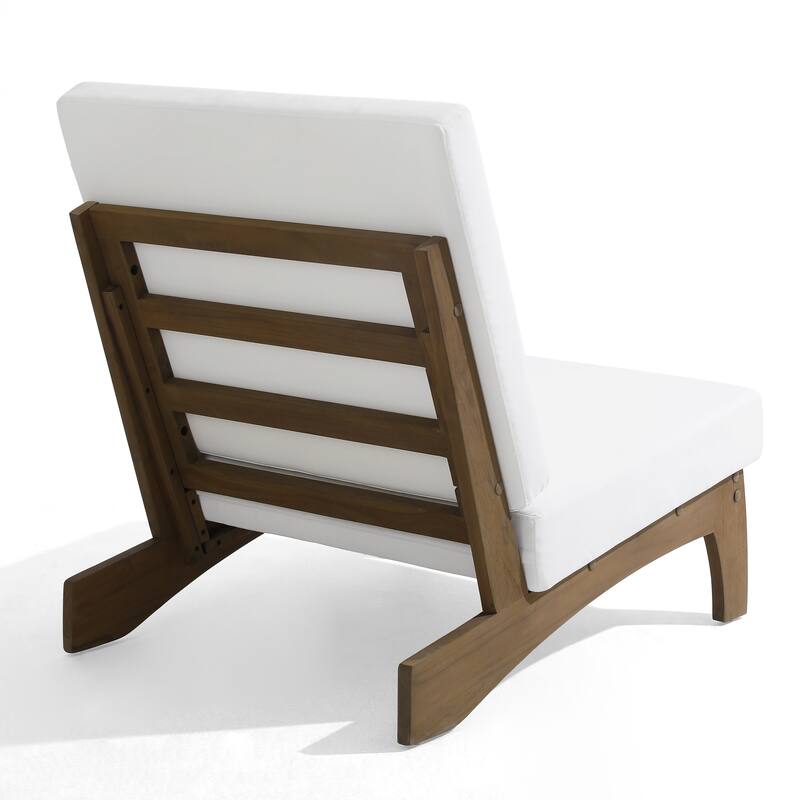 4Piece Wood Outdoor Loveseat Chair Conversation Set with Table Cushion