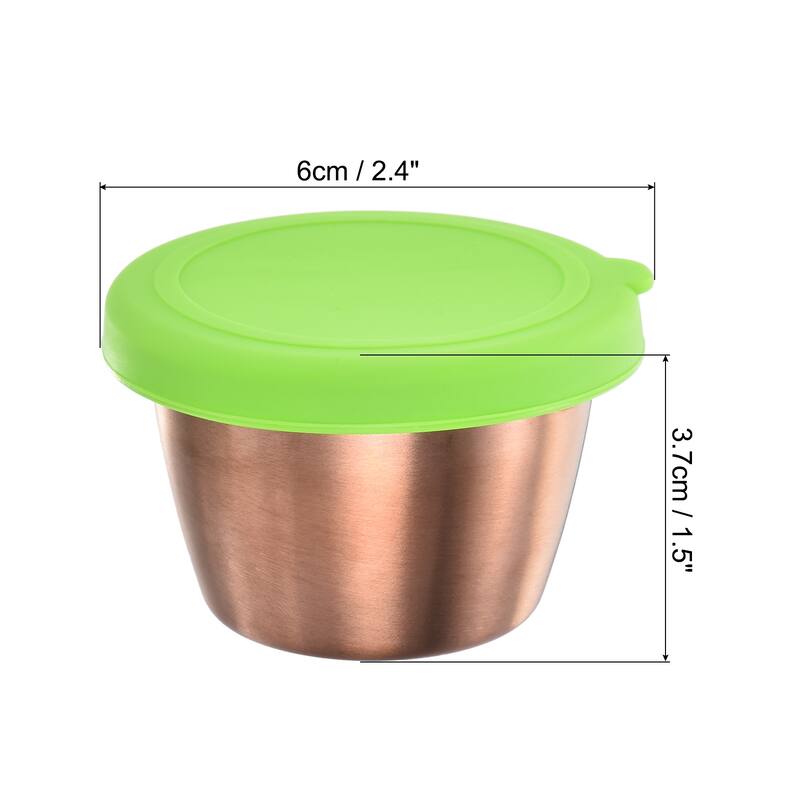 2pcs Salad Dressing Container, 2.4oz Stainless Steel Condiment Cup - Green