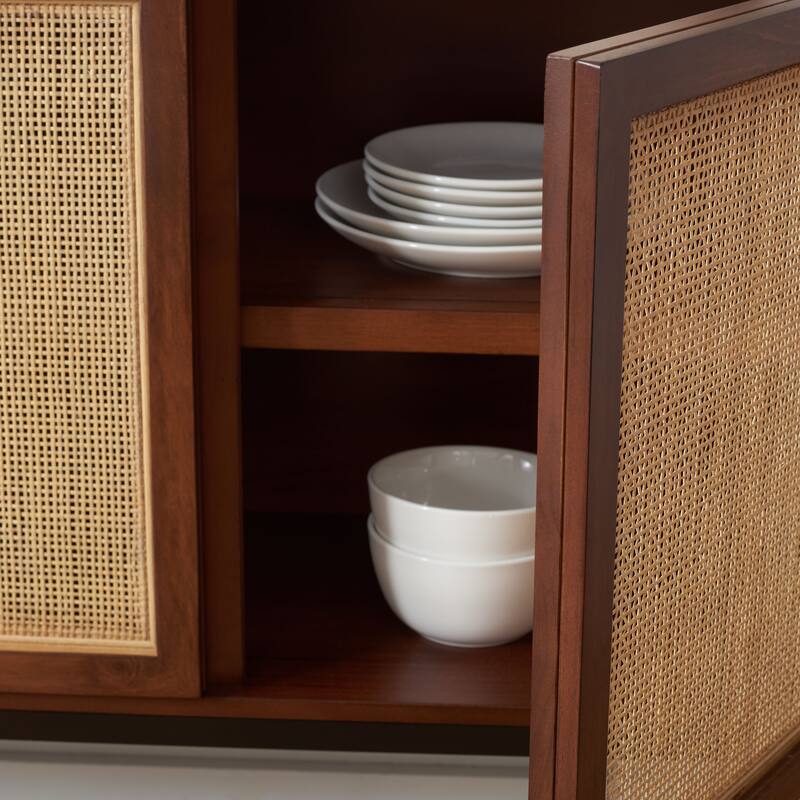 SAFAVIEH Tabetha 2-Shelf Rattan Sideboard - 54 In. W x 15 In. D x 33 In. H - 54Wx15Dx33H