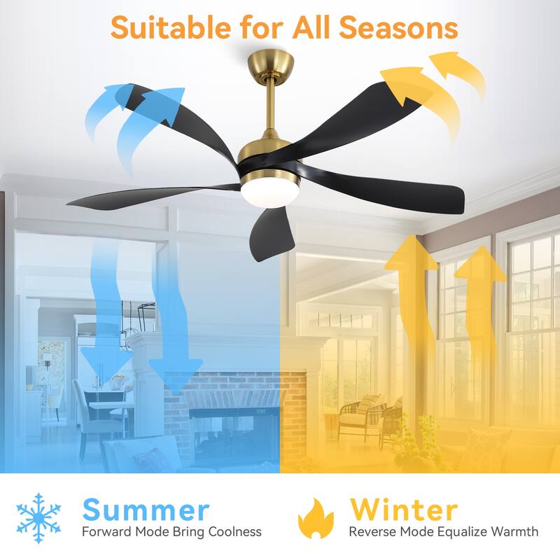52 Inch Ceiling Fan with Light and Remote for Living Room Bedroom Dining Room Patio Farmhouse - 52 Inches