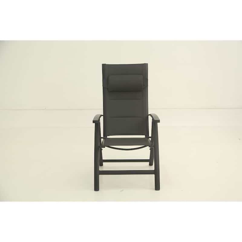 Patio Folding Chairs Set of 2, Padded Textilene Fabric Seat