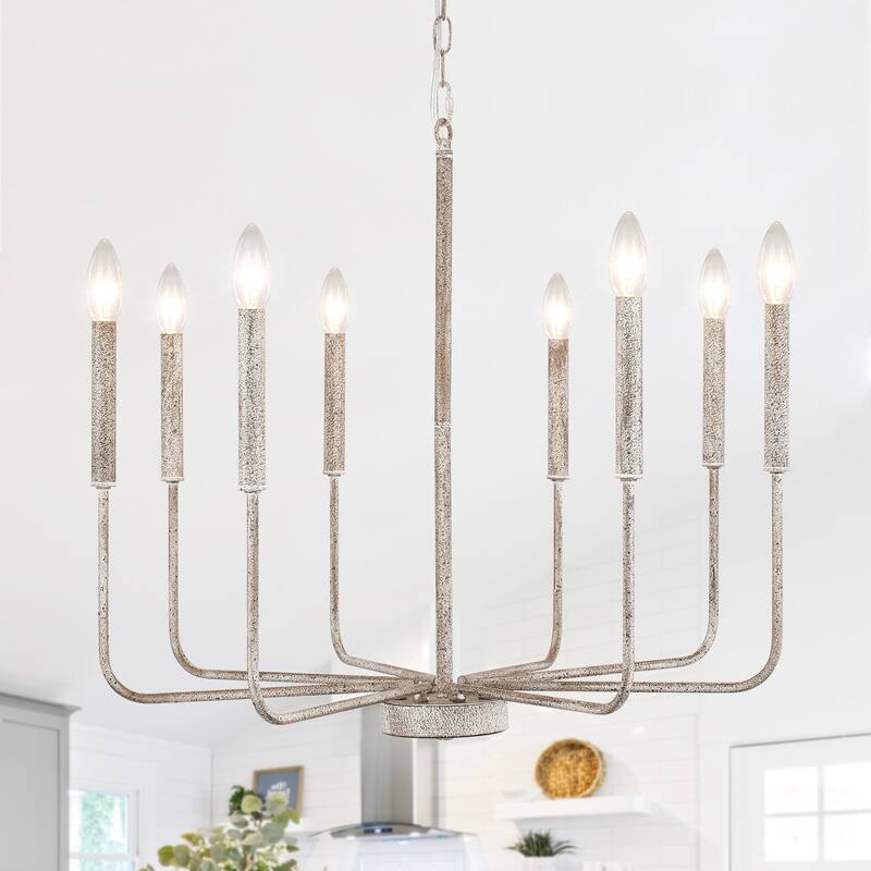 8-Light Farmhouse Traditional Candle Chandelier for Dining Room Bedroom Living Room