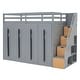 preview thumbnail 10 of 18, Twin Size Loft Bed with Storage Stairs and Wardrobes, Grey