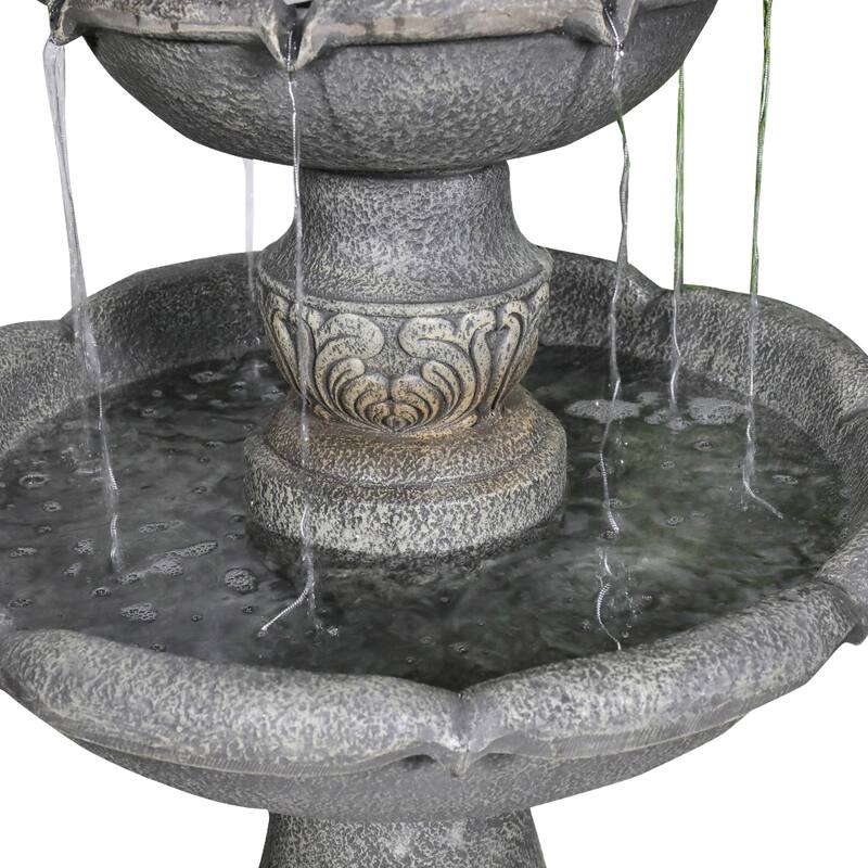 48.4-Inch 2Tier Outdoor Water Fountain with Submersible Pump for Patio