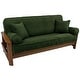 preview thumbnail 1 of 0, Microsuede Full-Size 8-10 Inch Thick Futon Cover Set with Four Throw Pillows - Full Hunter Green