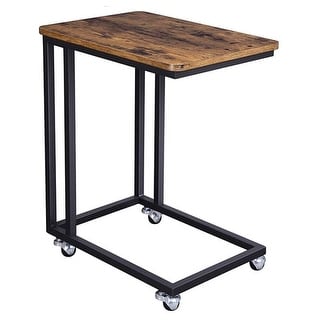 Shop Modern Industrial Side Table Nightstand Tv Tray On Wheels