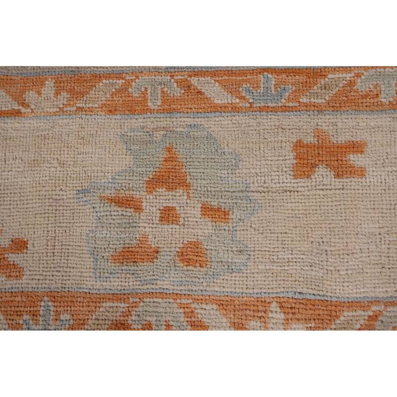 Blue Oushak Turkish Area Rug Handmade Vegetable Dye Wool Carpet - 6'1" x 11'6"