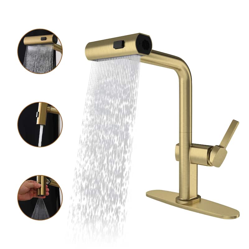 Single Handle Pull Down Sprayer Kitchen Faucet with Motion Sense Wave, Power Boost