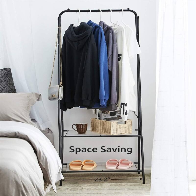 Garment Rack with Shelves for Living Room - 23.2 x 13 x 62.2
