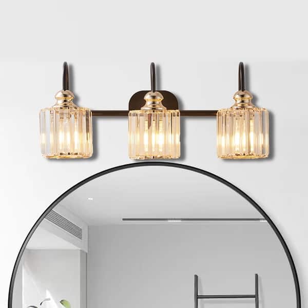 slide 2 of 16, Luxury Crystal 3/4 Lights Bathroom Vanity Lights Rose Gold/ Wall Sconce Lighting 3 lights