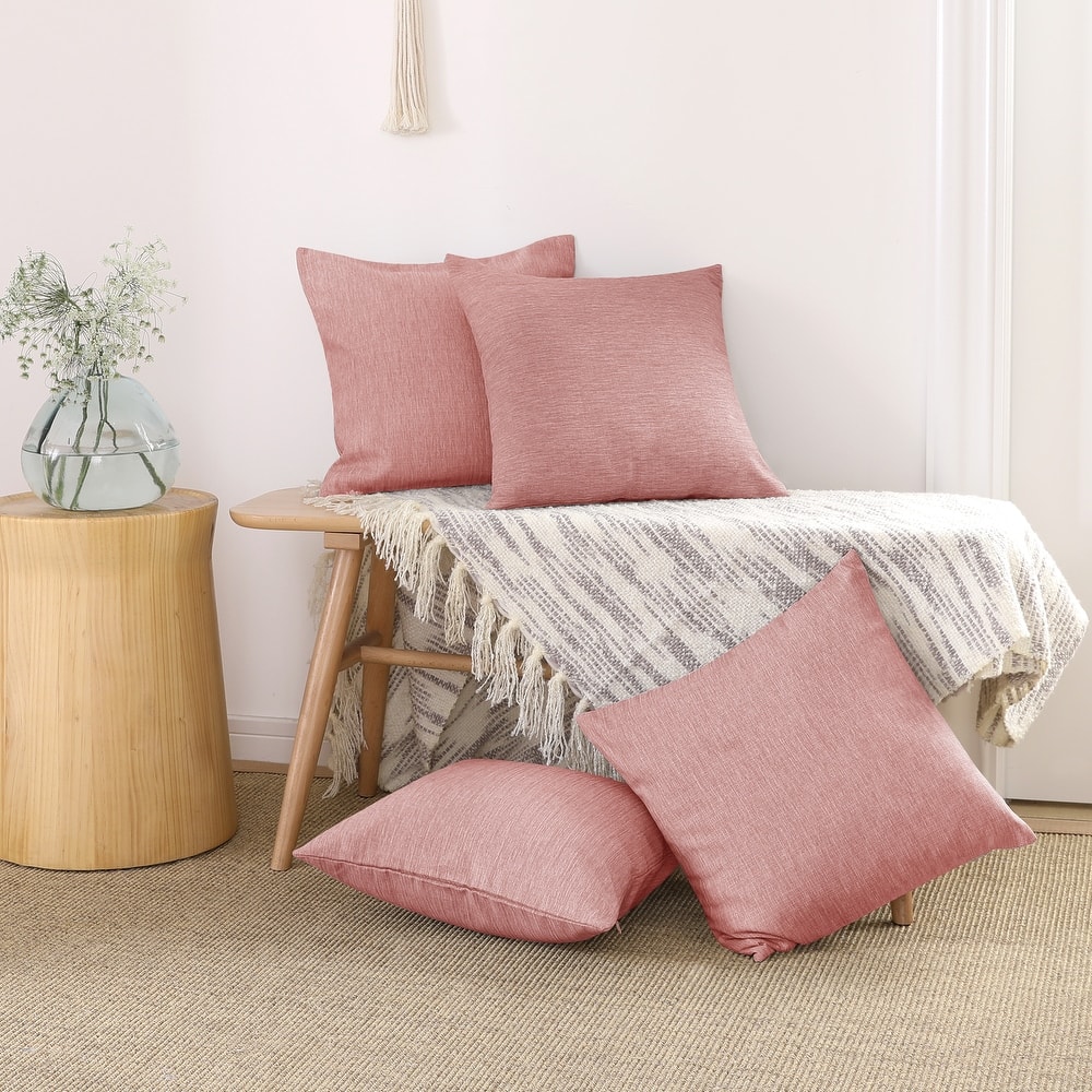 Deconovo 4-Pack Faux Linen Throw Pillow Covers with Hidden Zipper