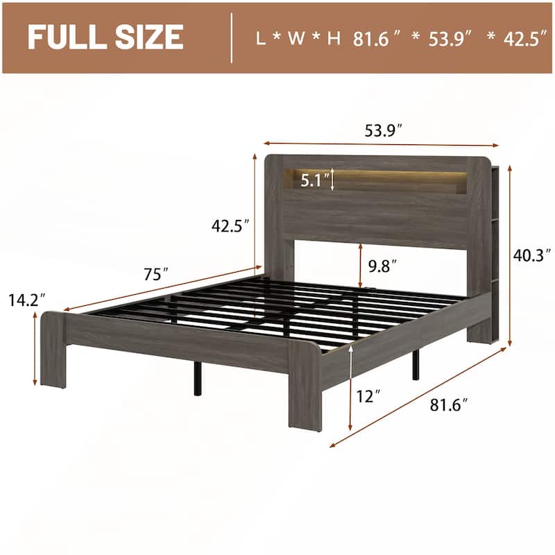 Wood Platform Bed Frame with Storage