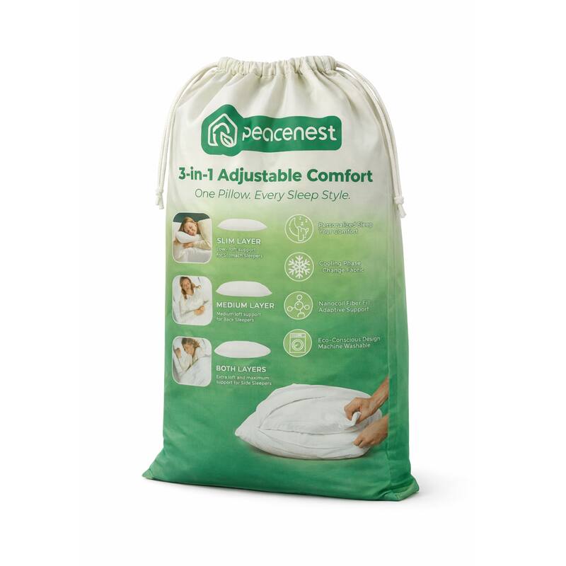 2 Pack 3 in 1 Cooling Adjustable Bed Pillow, Adjust Height Soft Firm Pillow for Back, Stomach or Side Sleepers