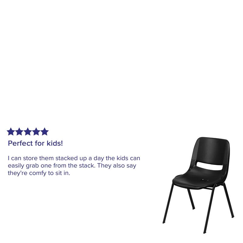 5 Pack 440 lb. Capacity Kid's Ergonomic Shell Stack Chair - 19.25"D x 15.25"W x 24.5"H