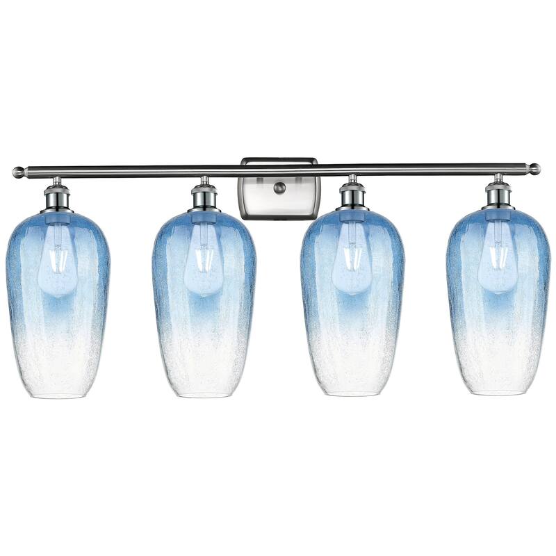 Innovations Lighting 516-4W-16-37 Brookhaven Flute Vanity Brookhaven - Brushed Satin Nickel / Sapphire Blue