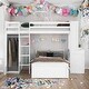 preview thumbnail 1 of 54, Twin Loft Bed with Twin Stand-alone bed, Shelves,Desk,and Wardrobe White