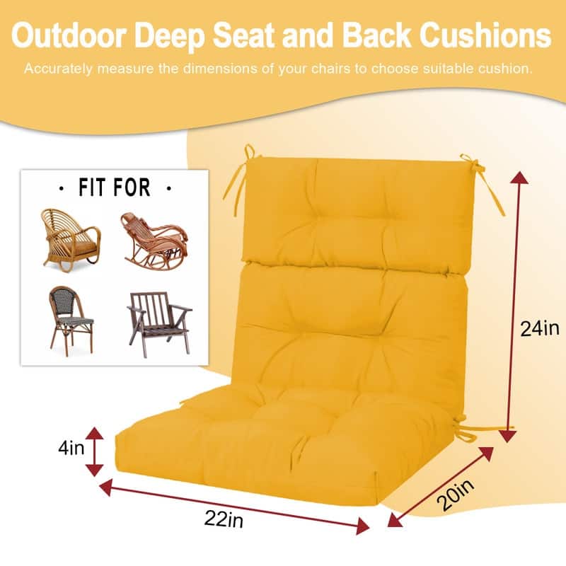 2 Pcs Set High Back Patio Chair Cushions, 44'' x 22''x 4''Tufted Rocking Chair Cushions, for Garden Porch Home Office Chair Use