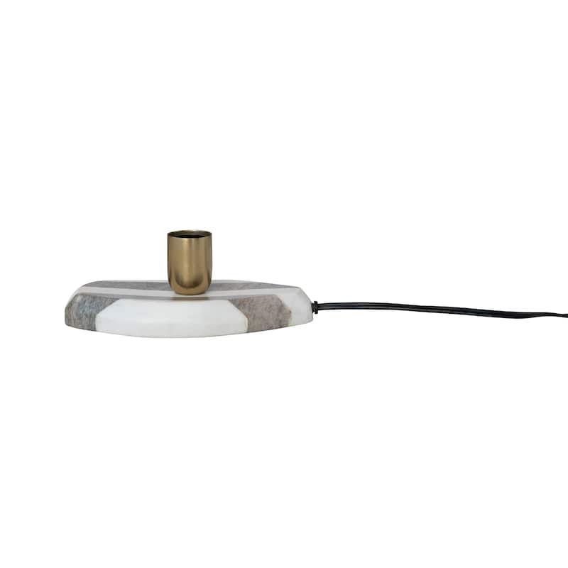 Marble Striped Wall Sconce with Inline Switch, White and Buff Color - 9.0"L x 5.0"W x 3.3"H