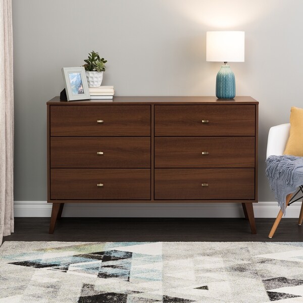 Milo Mid Century Modern 6 Drawer Double Dresser Cherry Bed Bath Beyond 36326403