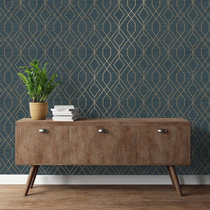 Fine Decor Fusion Navy Trellis Wallpaper