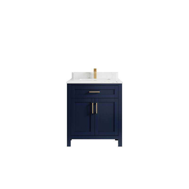 Willow Collections 30 in. W x 22 in. D Cambridge Single Sink Bathroom Vanity with Countertop - 1.5" Empira White - Hale Navy Blue
