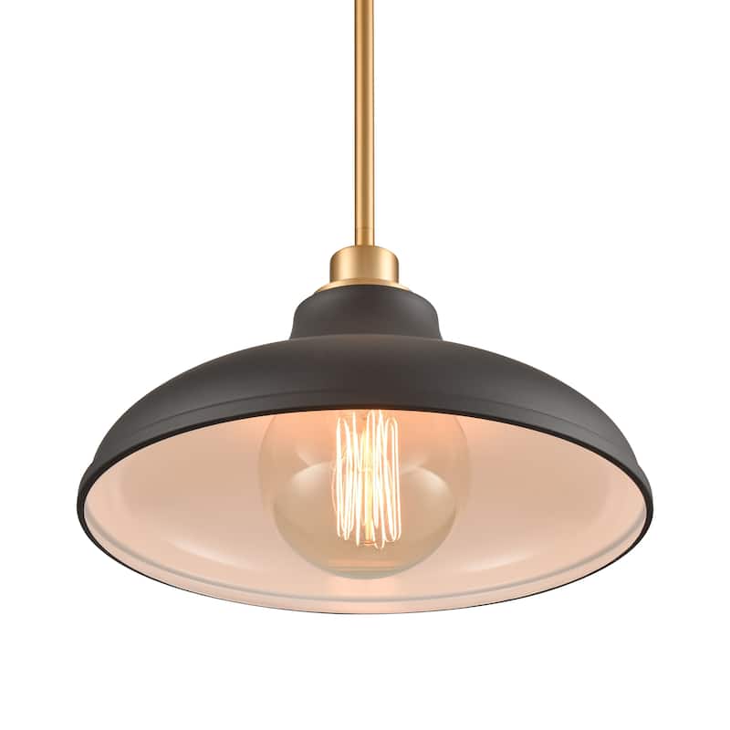 Elk Home Grenville Brushed Gold With Black Metal Shade 1 Light Pendant