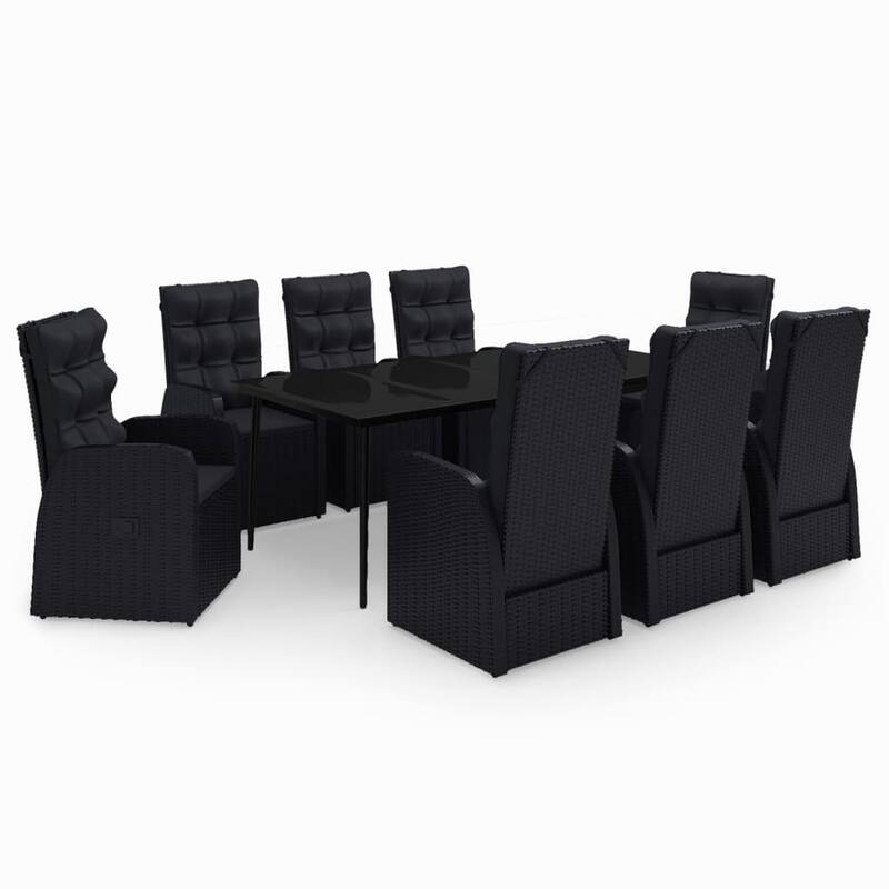 vidaXL Patio Dining Set Seat 3/5/7 Piece Black/Gray 31.5"/55.1" Table Length