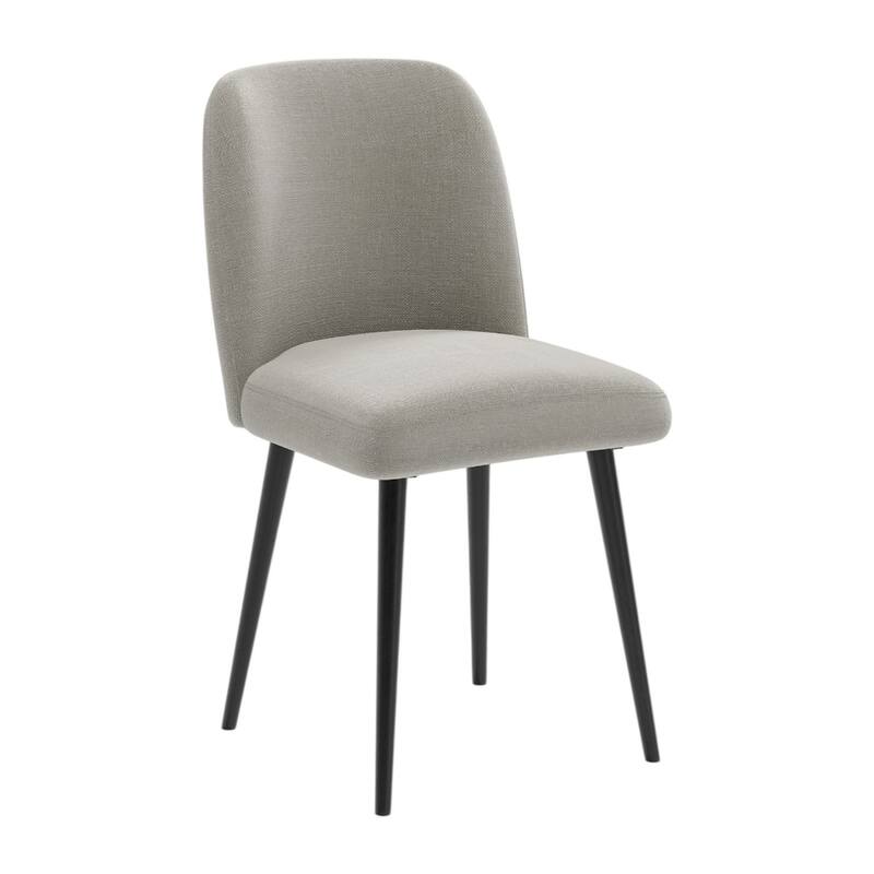 Set of 2 Fabric Dining Side Chairs with Black Tapered Wood Legs - 19” x 23” x 34”