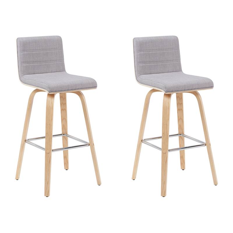 Skara Swivel Bar Stool, Upholstered Bar Height Chair with Bentwood Frame