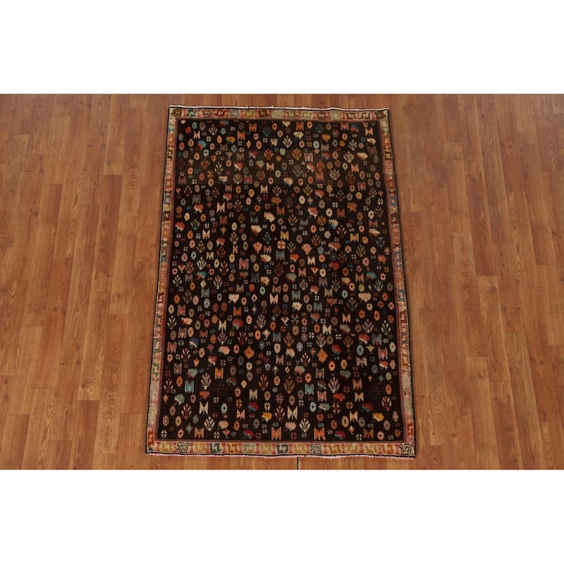 Vegetable Dye Sirjan Persian Vintage Area Rug Hand-Knotted Wool Carpet - 3'4"x 5'2"