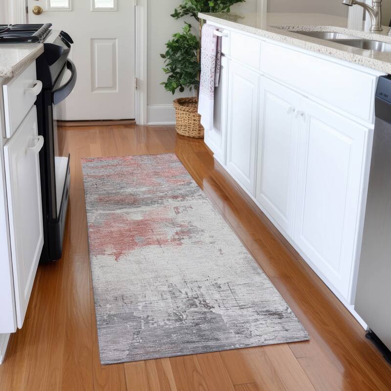 Premium Washable Super Soft Abstract Chic Mayfield Rug - Coral - 2'3" x 7'6"