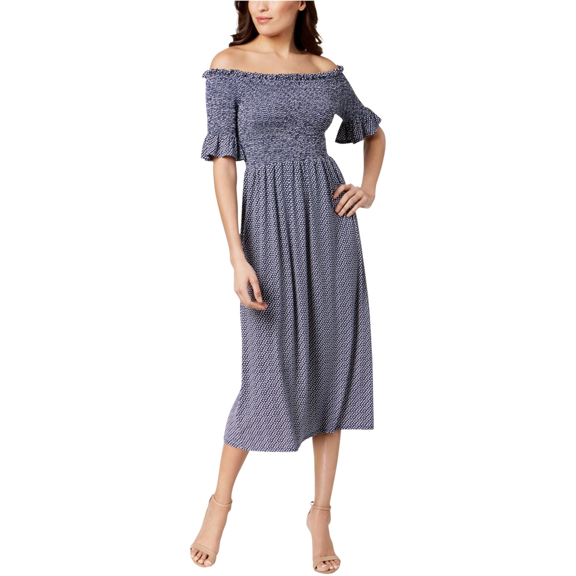 Vince Camuto Womens Smocked Off-Shoulder Dress,, Blue, XX-Small - Overstock  - 41850067