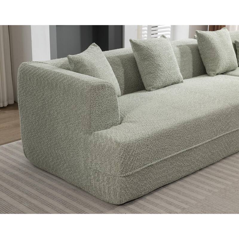 Minimalist Boucle Modular Sofa, Comfortable 3-Seater with Reversible Sectional Design, Ideal for Living Room