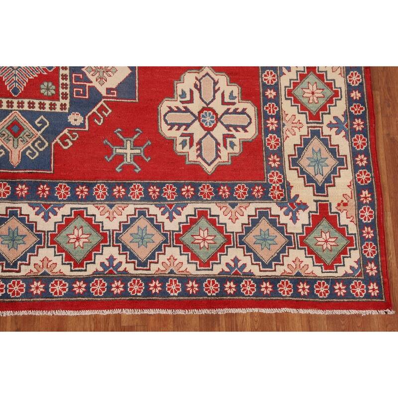 Red Kazak Rug Hand-Knotted Living Room Wool Carpet - 8'3"x 11'0"