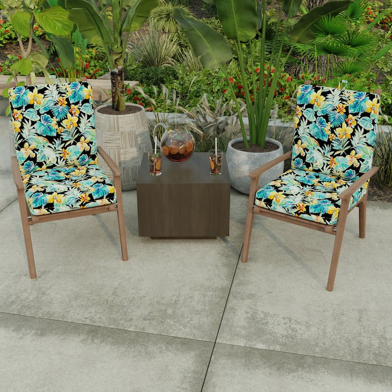 21" x 44" Outdoor Chair Cushion with Ties and Loop - 44'' L x 21'' W x 3.5'' H - Beachcrest Caviar