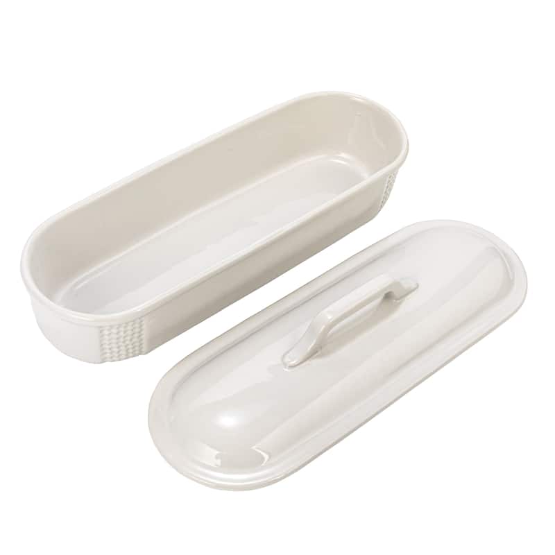 Debossed Stoneware Baking Dish with Lid - 16.3"L x 5.8"W x 6.3"H
