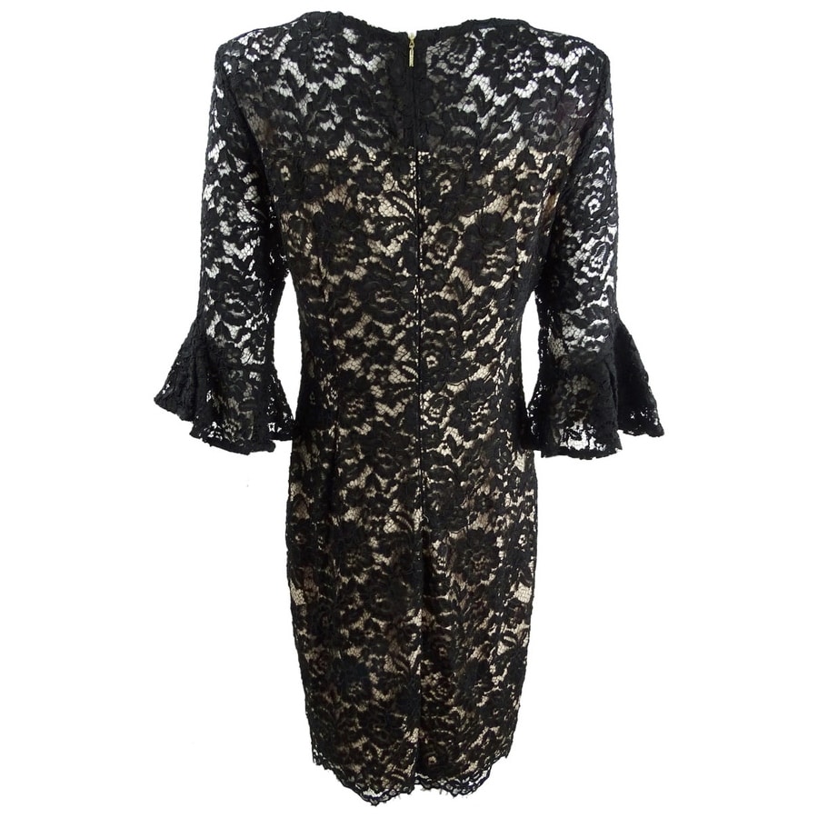lace bell sleeve sheath dress
