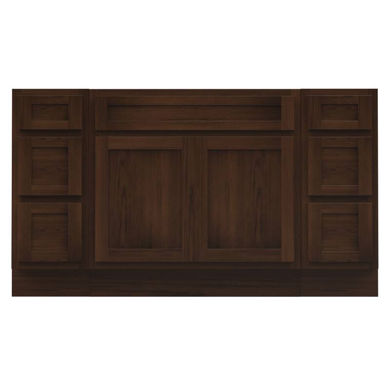 Vanity Art 63" Oak Freestanding Bathroom Vanity Cabinet without Top - Brown